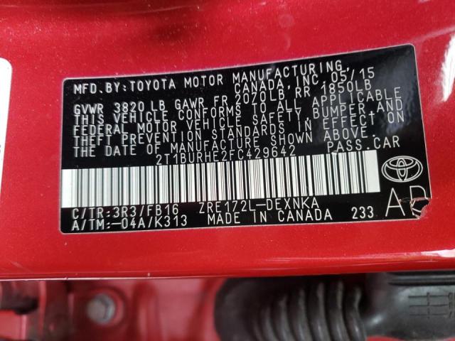 2015 TOYOTA 033FG35 2T1BURHE2FC429642