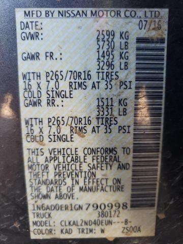 1N6AD0ER1GN790998 Nissan FRONTIER S