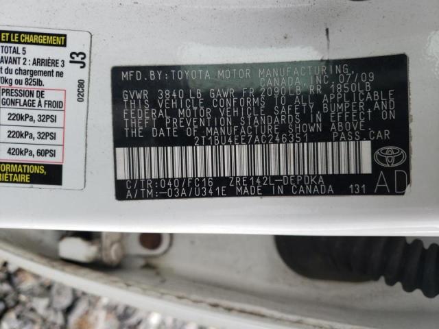 2010 TOYOTA COROLLA BA 2T1BU4EE7AC246351