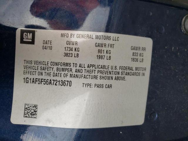 2010 CHEVROLET COBALT 2LT 1G1AF5F56A7213670