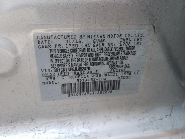 2018 NISSAN VERSA S 3N1CN7AP6JL852878