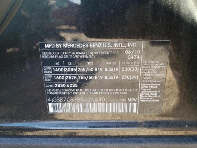 2011 MERCEDES-BENZ ML 550 4MA 4JGBB7CB3BA626840