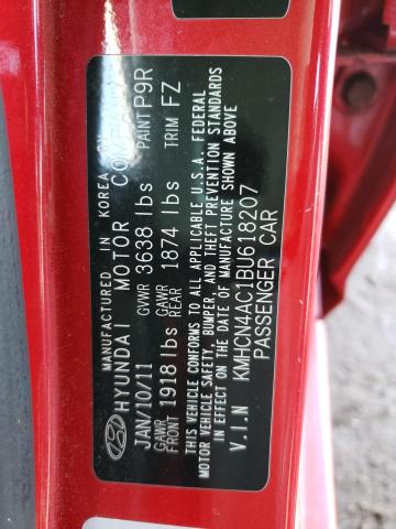 2011 HYUNDAI ACCENT GLS KMHCN4AC1BU618207