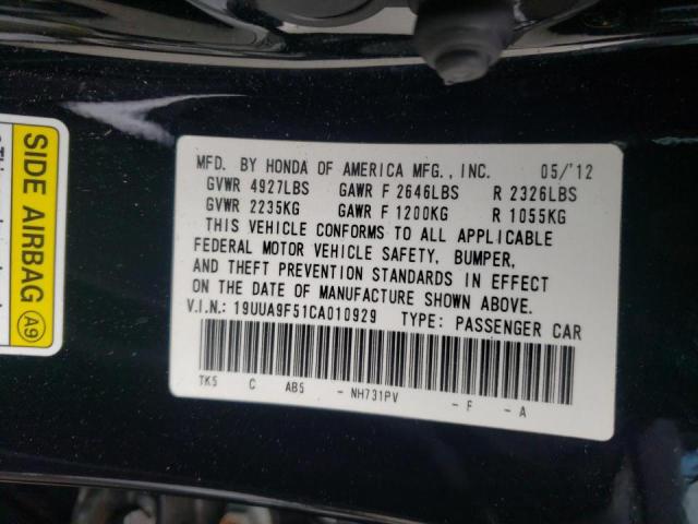 2012 ACURA TL 19UUA9F51CA010929