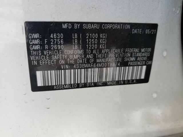 2021 SUBARU LEGACY PRE 4S3BWAF64M3019874