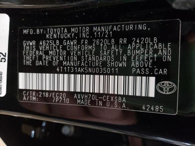 2022 TOYOTA CAMRY NIGH 4T1T31AK5NU035011