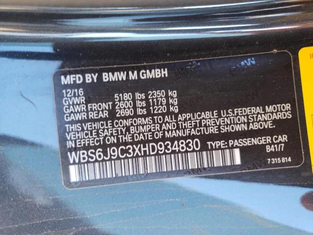 VIN: WBS6J9C3XHD934830 Auction: COPART Lot: 32044552 Location: TX - LONGVIEW WBS6J9C3XHD934830 BMW M6 2017 BLACK Photo 10