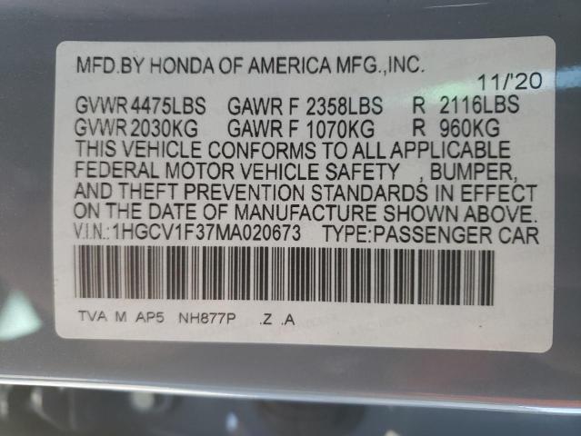 2021 HONDA ACCORD SPO 1HGCV1F37MA020673
