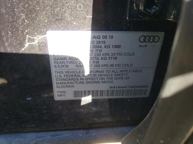 VIN WA1AHAF74KD049456 2019 Audi Q7, Premium no.10