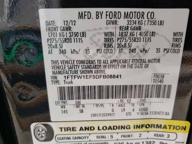 2013 FORD F150 SUPER - 1FTFW1EF5DFB08841