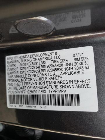 2021 HONDA PASSPORT T - 5FNYF7H92MB011893