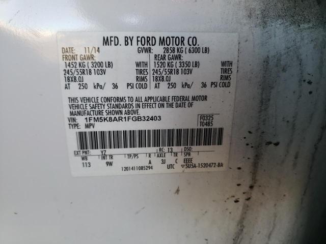 1FM5K8AR1FGB32403 Ford Explorer P 2015. Фото: 9