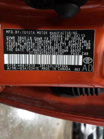 2013 TOYOTA COROLLA BA 2T1BU4EE8DC066297