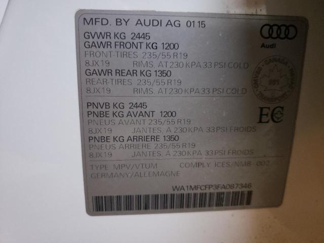 2015 AUDI Q5 PROGRES WA1MFCFP3FA087346