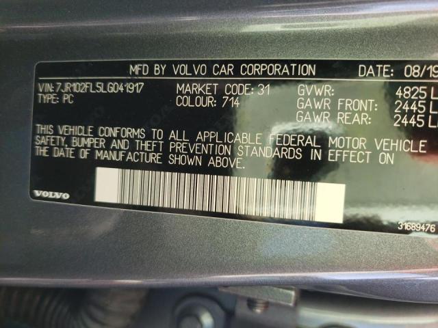 2020 VOLVO S60 T5 INS 7JR102FL5LG041917