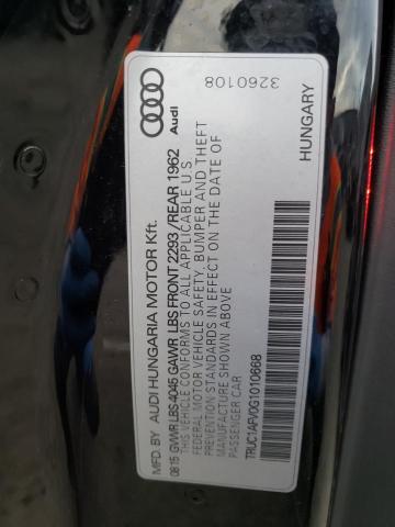 2016 AUDI TTS TRUC1AFV0G1010668