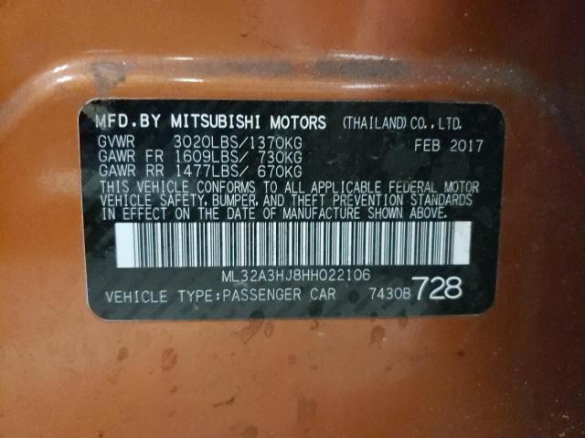 2017 MITSUBISHI MIRAGE ML32A3HJ8HH022106