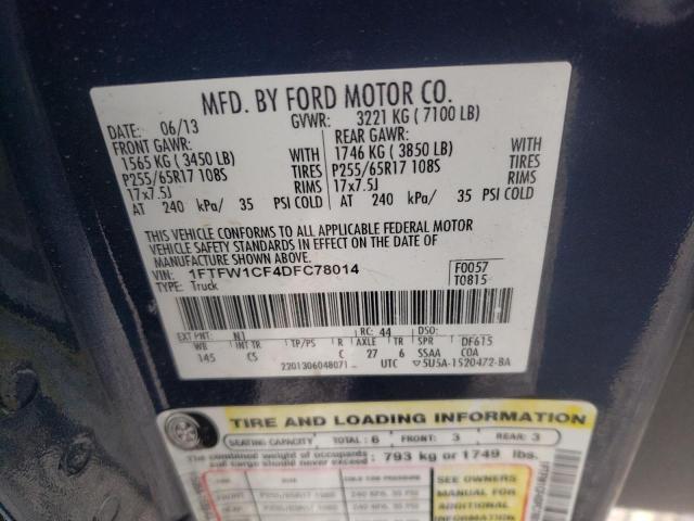 1FTFW1CF4DFC78014 Ford F150 Super 2013. Фото: 9