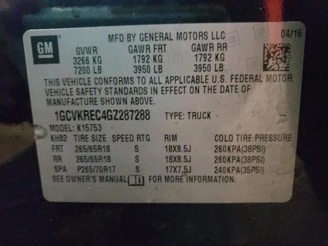 2016 CHEVROLET SILVERADO - 1GCVKREC4GZ287288