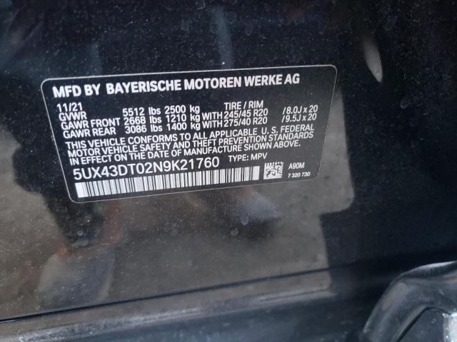2022 BMW X4 M40I 5UX43DT02N9K21760