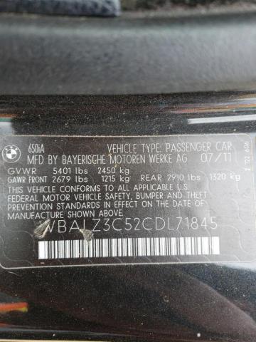 2012 BMW 650 I WBALZ3C52CDL71845