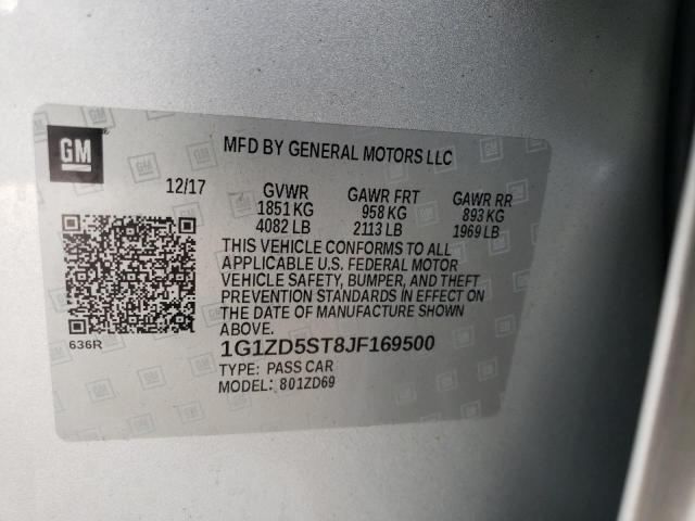 1G1ZD5ST8JF169500 Chevrolet Malibu Lt 2018. Фото: 9
