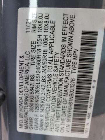 2022 HONDA PILOT TRAI 5FNYF6H81NB023276