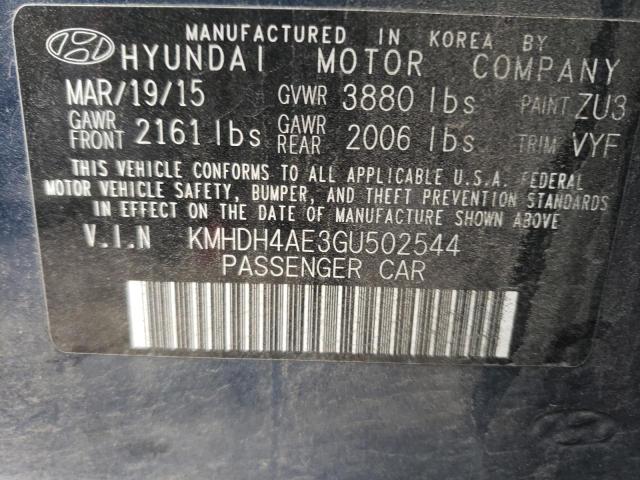 KMHDH4AE3GU502544 Hyundai Elantra Se 2016. Фото: 9