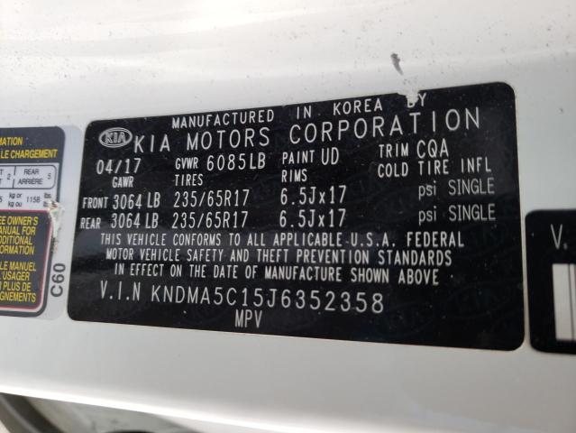 2018 KIA SEDONA KNDMA5C15J6352358
