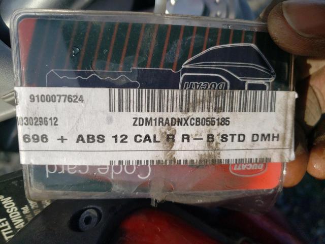 2012 DUCATI MONSTER 69 ZDM1RADNXCB055185