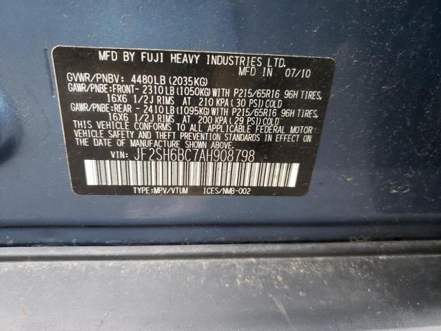 2010 SUBARU FORESTER X JF2SH6BC7AH908798