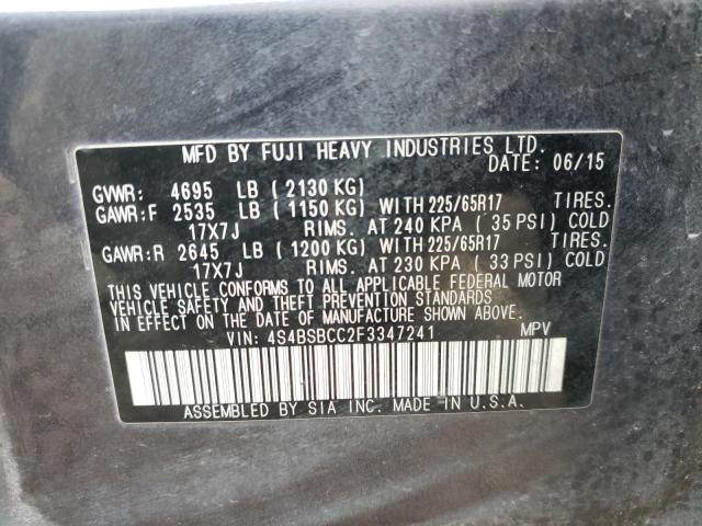 2015 SUBARU OUTBACK 2. 4S4BSBCC2F3347241