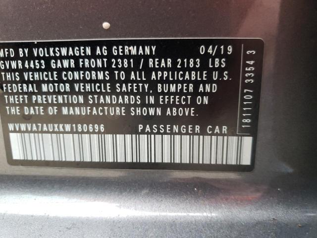 2019 VOLKSWAGEN GOLF R WVWVA7AUXKW180696