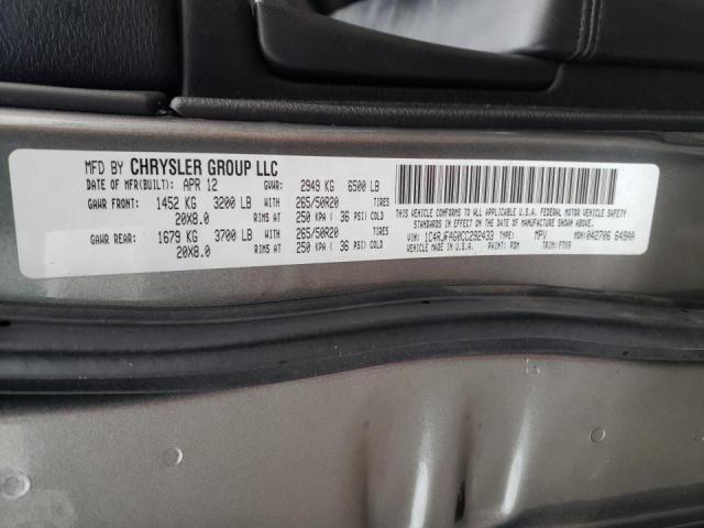 1C4RJFAG0CC292433 Jeep Grand Cher 2012. Фото: 9