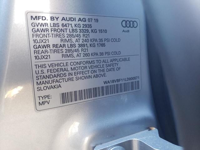 2020 AUDI Q8 PREMIUM WA1BVBF11LD000571