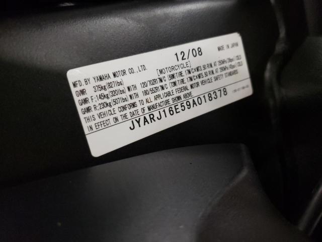 2009 YAMAHA YZFR6 JYARJ16E59A018378
