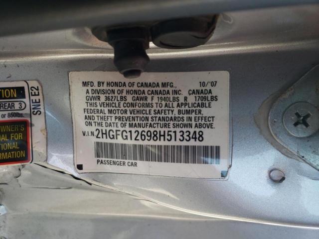 2HGFG12698H513348 Honda Civic Lx 2008. Фото: 9
