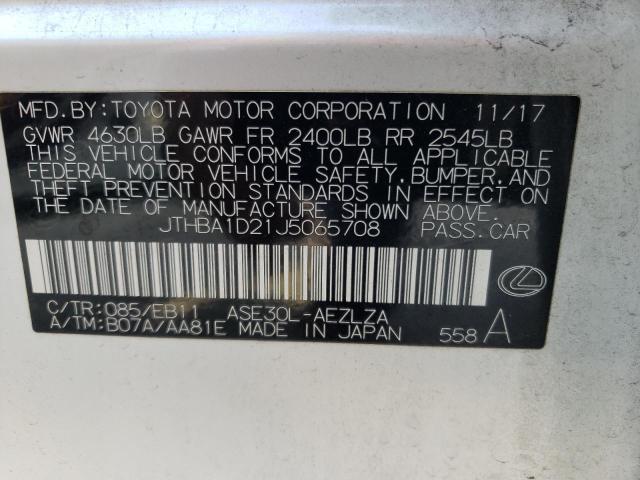 2018 LEXUS IS 300 JTHBA1D21J5065708