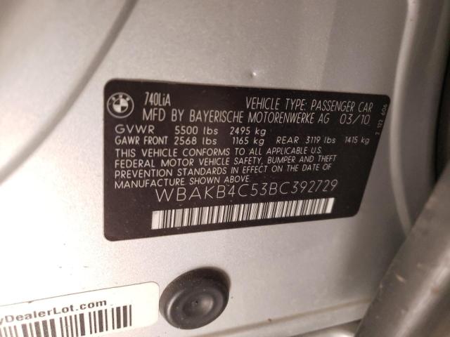 2011 BMW 740 LI WBAKB4C53BC392729
