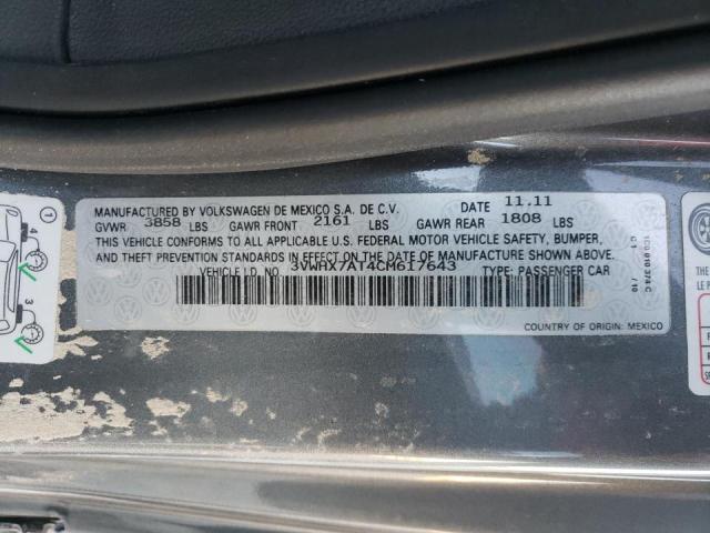 2012 VOLKSWAGEN BEETLE 3VWHX7AT4CM617643