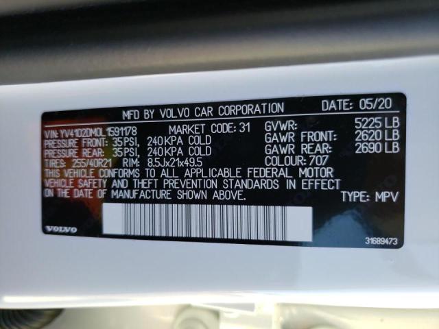 2020 VOLVO XC60 T5 R- YV4102DM0L1591178