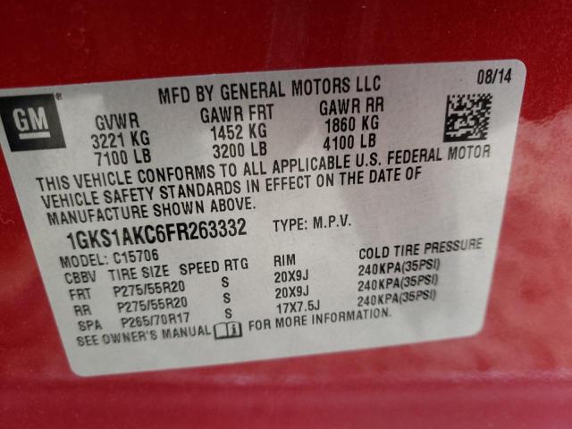 2015 GMC YUKON SLE 1GKS1AKC6FR263332
