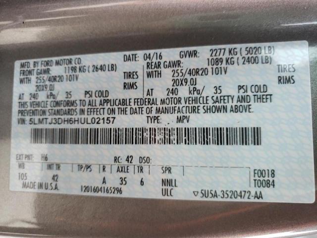 2017 LINCOLN MKC RESERV 5LMTJ3DH6HUL02157