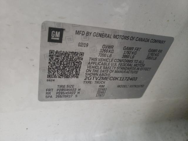 2019 GMC SIERRA LIM 2GTV2MEC0K1172403