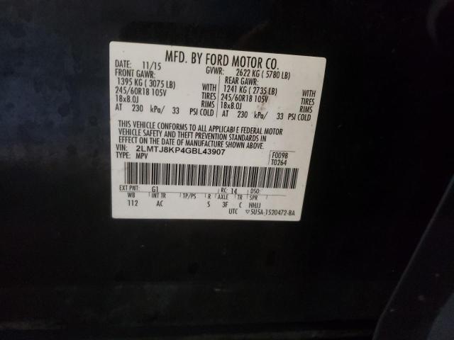 2016 LINCOLN MKX SELECT 2LMTJ8KP4GBL43907