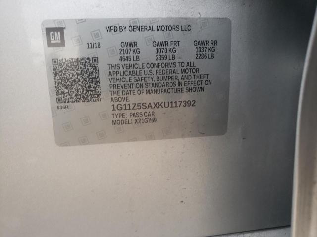 2019 CHEVROLET IMPALA LT - 1G11Z5SAXKU117392