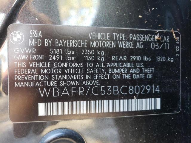 2011 BMW 535 I WBAFR7C53BC802914