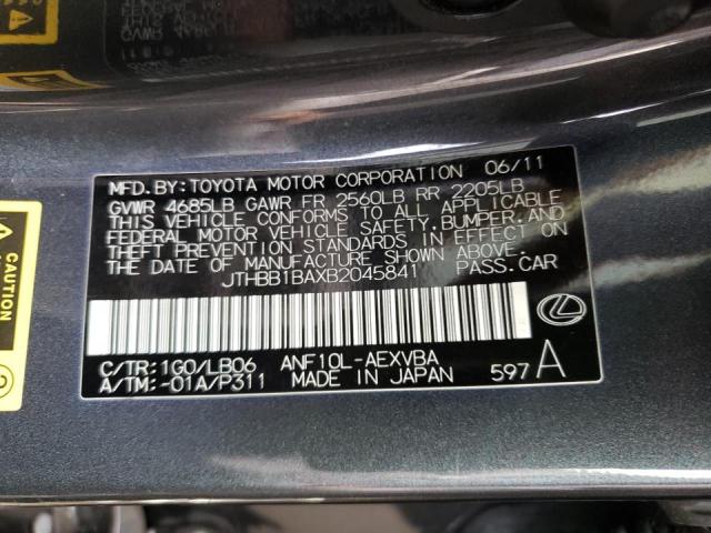 2011 LEXUS HS 250H JTHBB1BAXB2045841