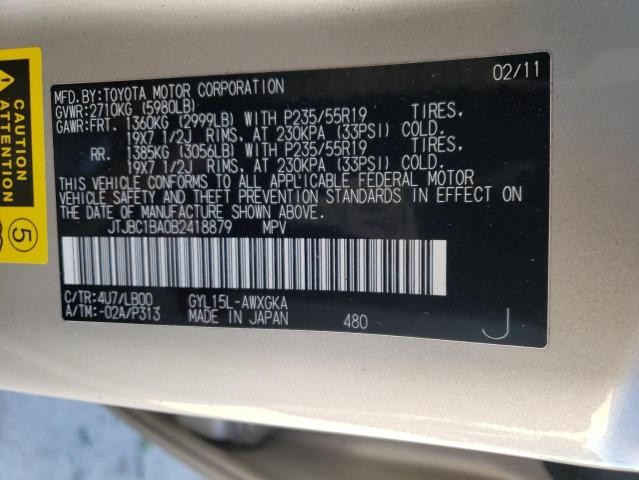 2011 LEXUS RX 450 JTJBC1BA0B2418879