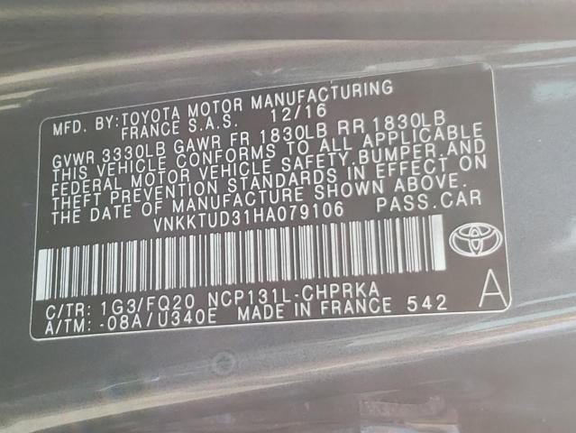 2017 TOYOTA YARIS L VNKKTUD31HA079106